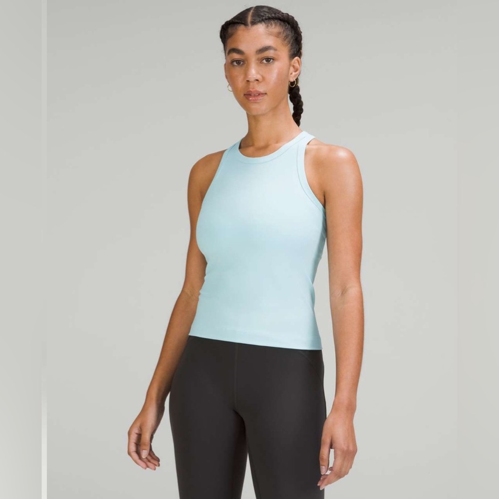 LULU LEMON Align Waist-Length Racerback Tank Top
Size 8
Color: Sheer Blue